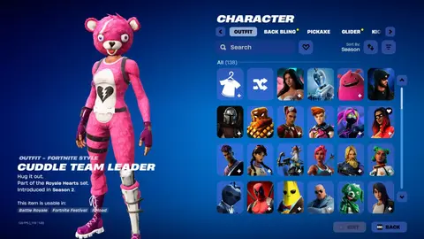 Screenshot eines Fortnite-Spinds mit Cuddle Team Leader