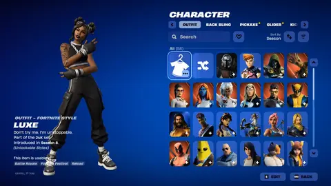 Screenshot eines Fortnite-Spinds mit Luxe