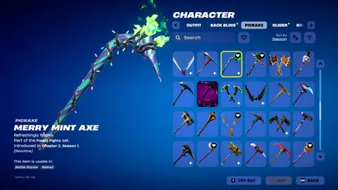 Screenshot eines Fortnite-Spinds mit Merry Mint Axe