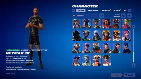 Screenshot eines Fortnite-Spinds mit Neymar Jr
