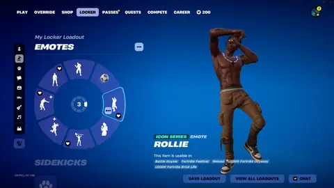 Screenshot eines Fortnite-Spinds mit Rollie