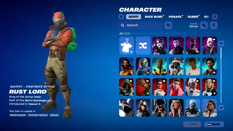 Rust Lord kostümlü Fortnite dolabı ekran görüntüsü