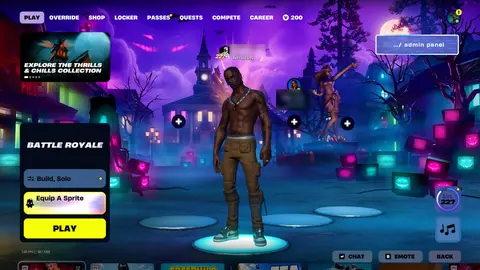 Screenshot der Fortnite-Lobby mit Travis Scott